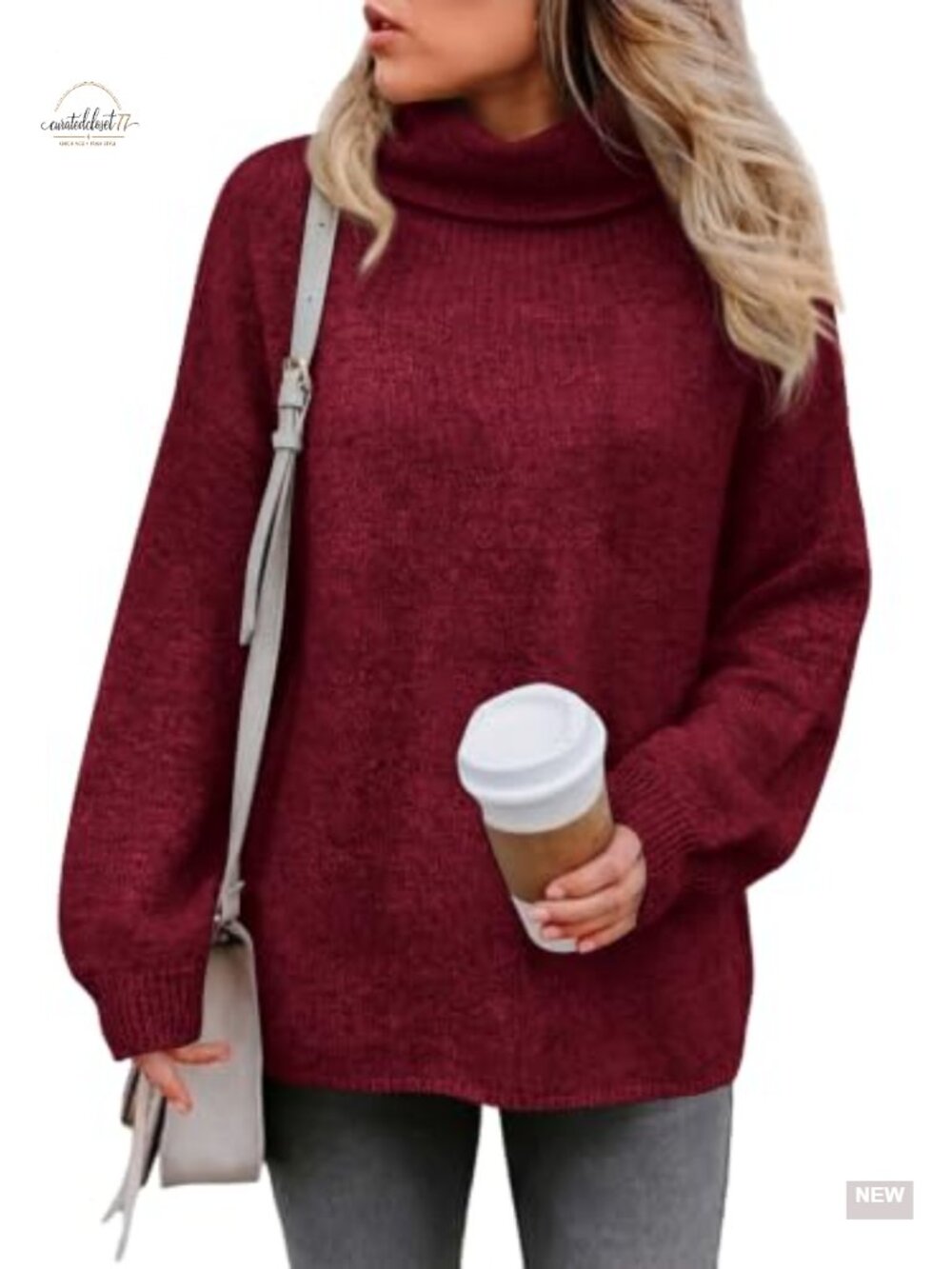 Womens Oversized Turtleneck Sweater Chunky Knit Warm Pullover